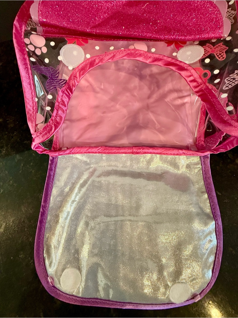 Pink Minnie Mouse Kids clear Backpack with Bow - Picture 9 of 9